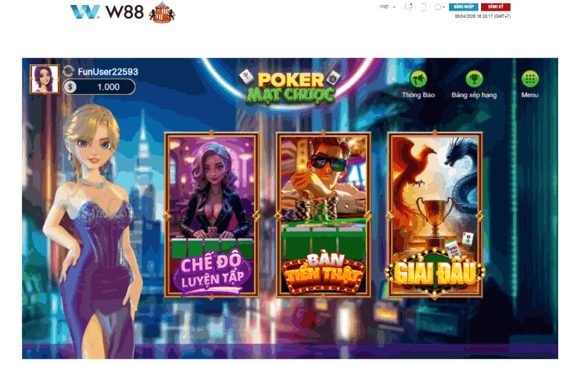 poker mạt chược W88