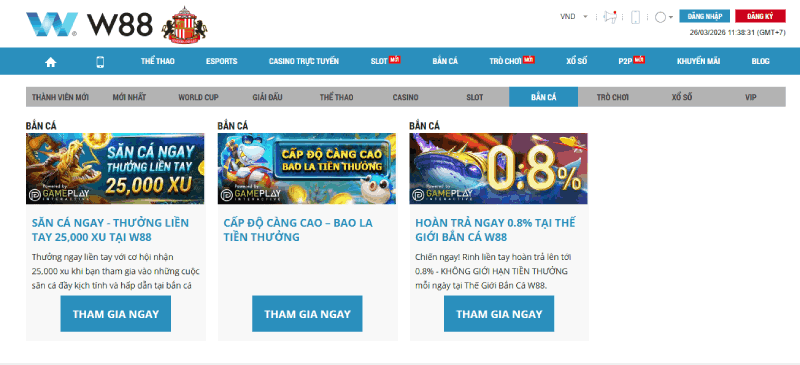 ưu đãi bắn cá W88